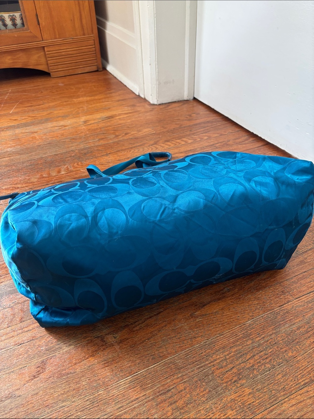 Coach Teal Signature Jacquard Tote - Picture 4 of 9